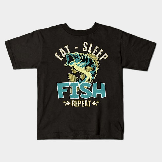 Eat Sleep Fish Repeat Kids T-Shirt by BankaiChu